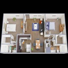 2 Bedroom / 2 Bathroom Silver 1002 floor plan