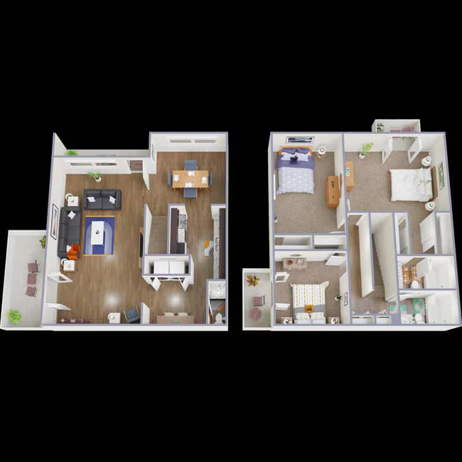 3 Bedroom / 2 Bathroom 807 floor plan