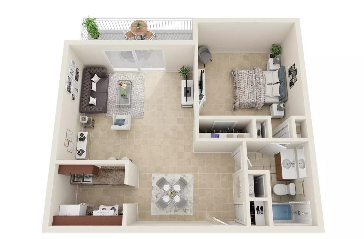 1 Bed/1 Bath 2205 floor plan