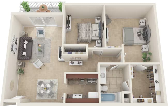 2 Bed/1 Bath 2333 floor plan