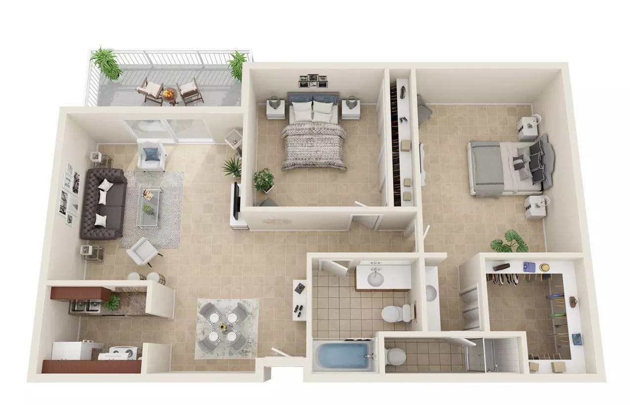 2 Bed/2 Bath 2318 floor plan