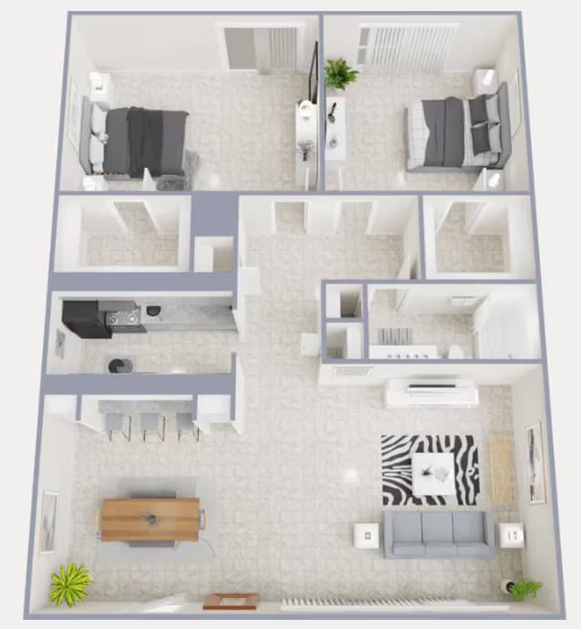 2 BR - 2nd Floor 57 floor plan