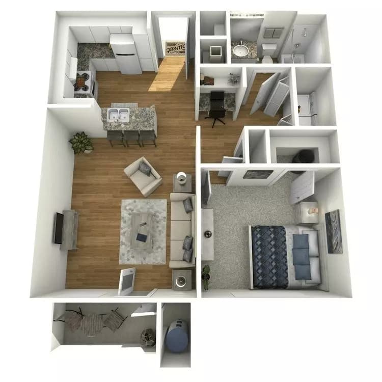 1 Bed, 1 Bath (60% Income Restricted) 3-3309 floor plan