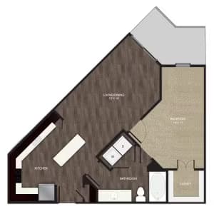 1 Bed • 1 Bath 2302 floor plan