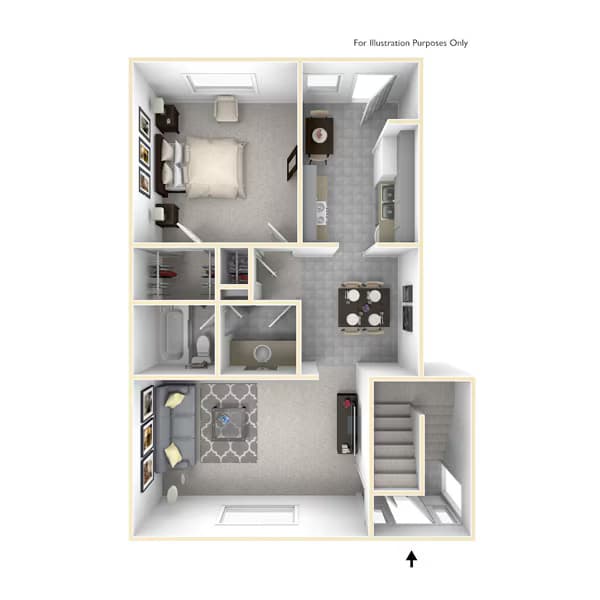 1 bedroom 1 bath 2-571 floor plan