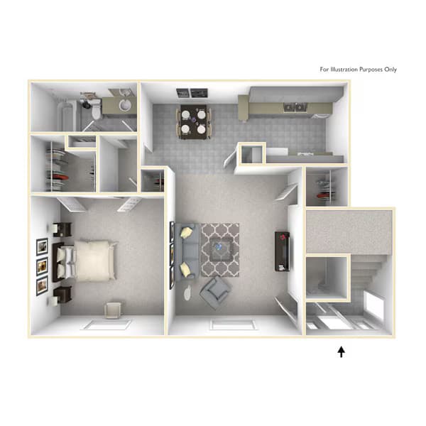 1 bedroom 1 bath 2-683 floor plan