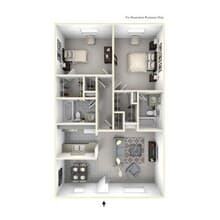 2 bedroom 2 bath 2-166 floor plan