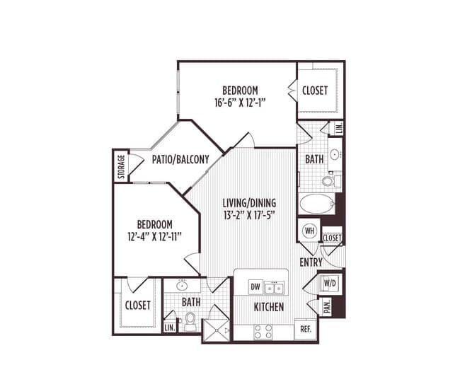 2 Beds • 2 Bath 160 floor plan