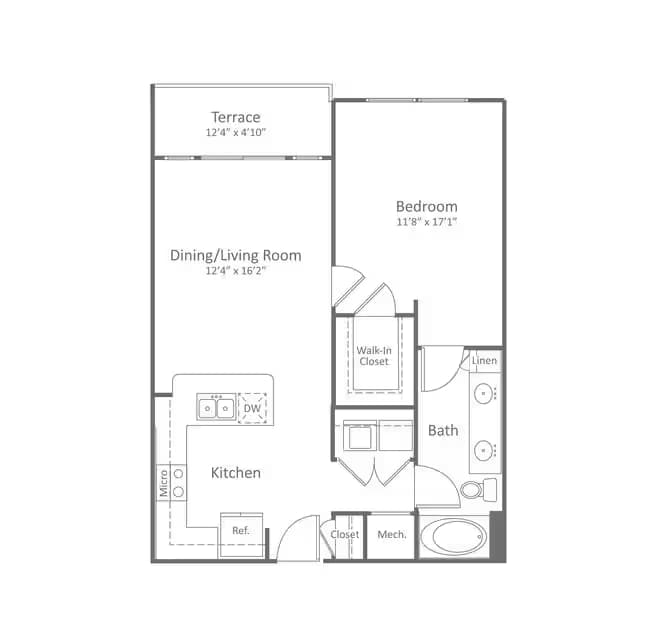 1 Bed • 1 Bath 0414 floor plan