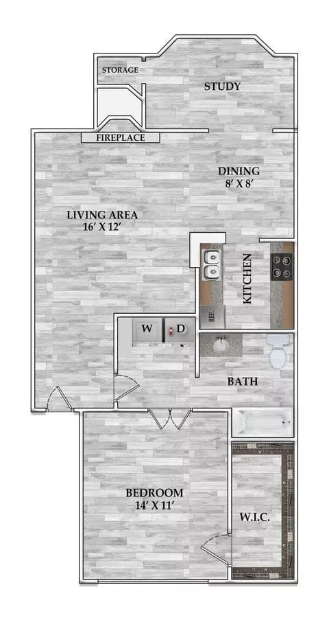 1 Bed • 1 Bath 313 floor plan