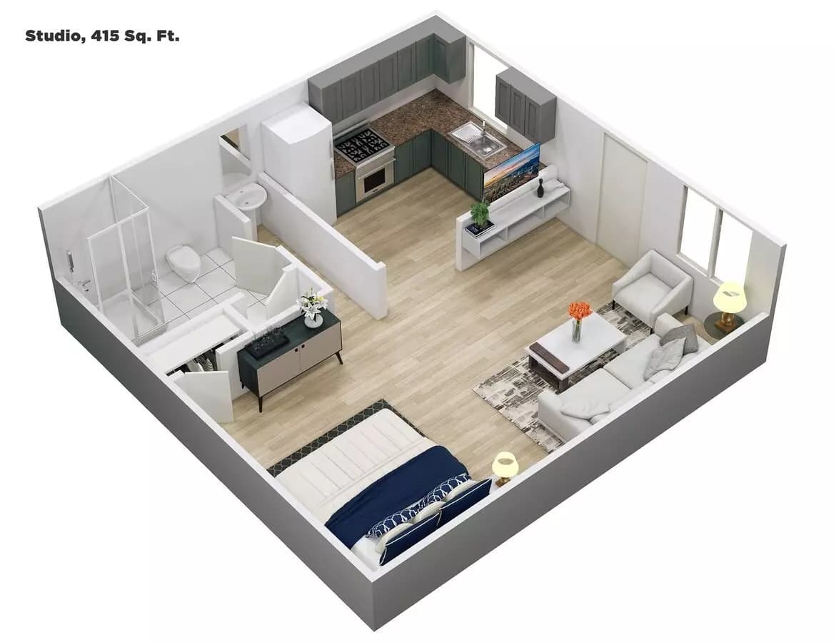 Studio • 1 Bath floor plan