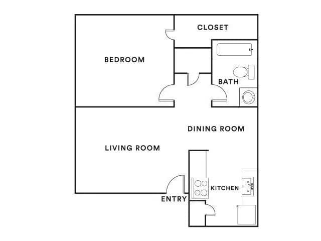 1 Bed • 1 Bath 409 floor plan