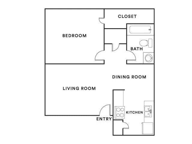 1 Bedroom 812 floor plan