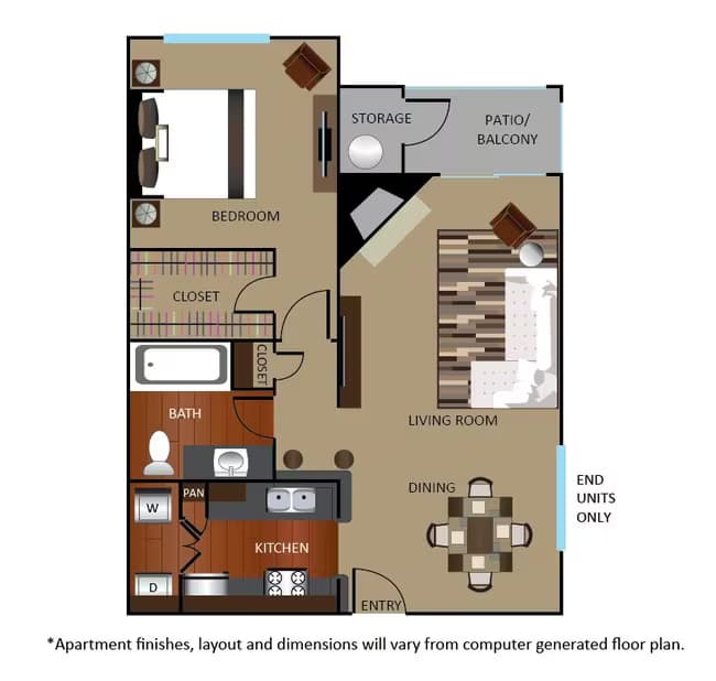 1 Bed • 1 Bath 5216 floor plan