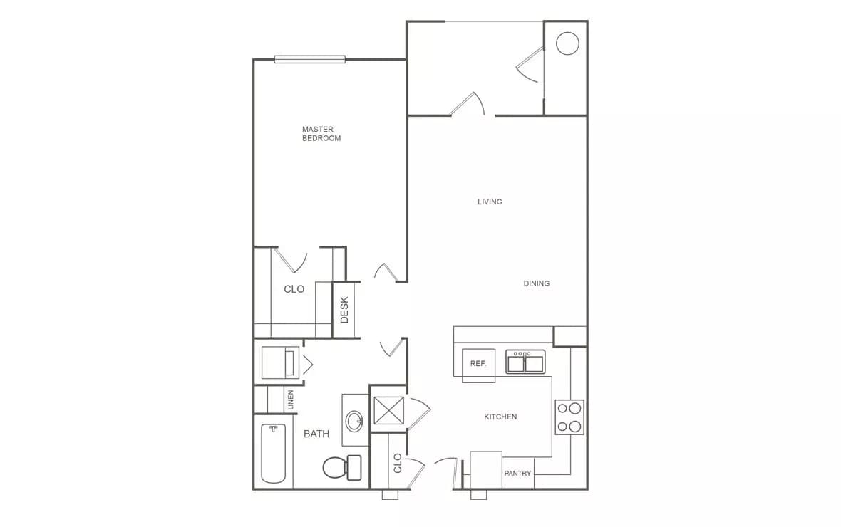 1 Bed • 1 Bath A2 floor plan