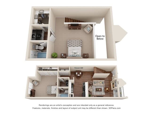 2 Bed 2 Bath Townhome Luxury Renovated 1015 sq ft 1213 floor plan