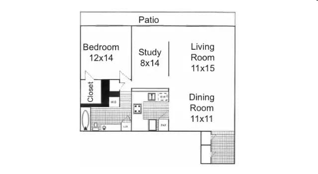 1x1A 712sf 0113 floor plan