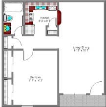 1x1 0100 floor plan