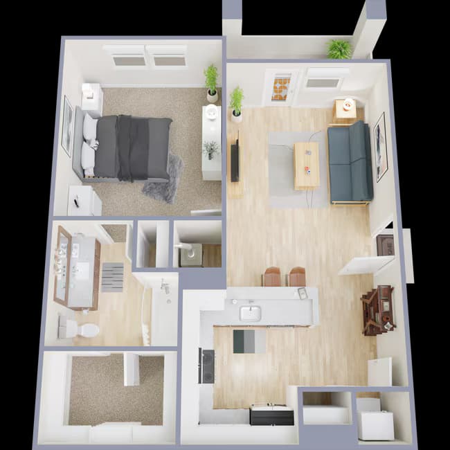 1 Bed • 1 Bath 2103 floor plan