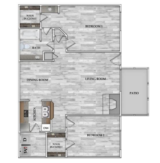2x1 839 SF 401 floor plan