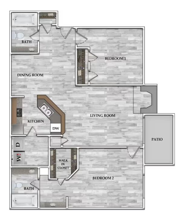 2x1 900 SF 415 floor plan