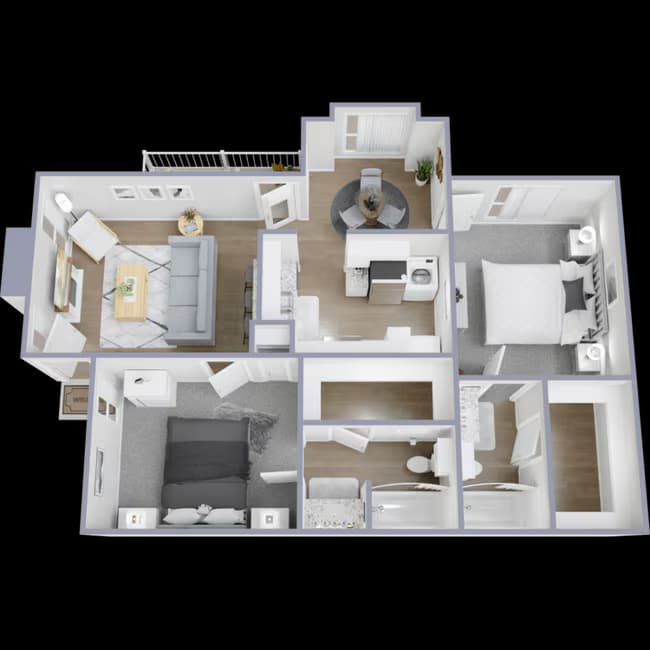2 Bed 2 Bath B1 B1916 floor plan