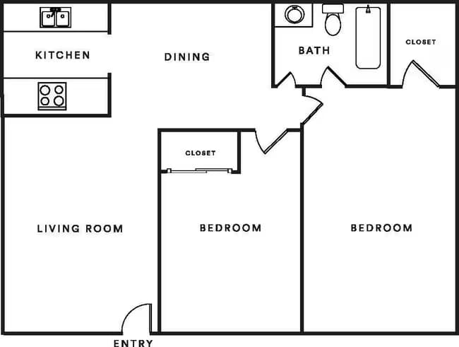 2 Beds • 1 Bath 133 floor plan