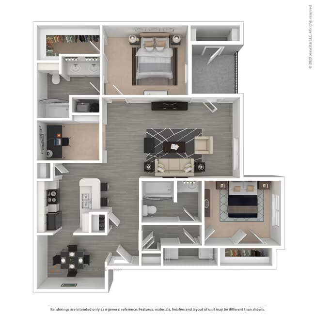 2 Beds • 2 Bath 916 floor plan