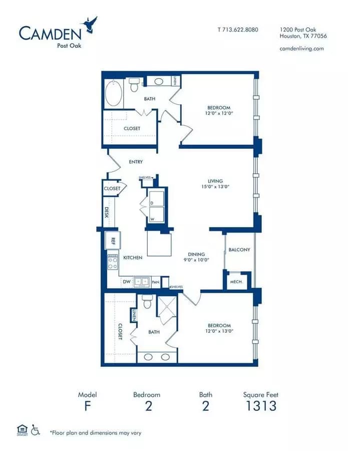 2 Beds • 2 Bath 211 floor plan