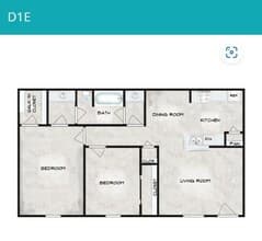 2 Bedroom 1 Bathroom 2416 floor plan
