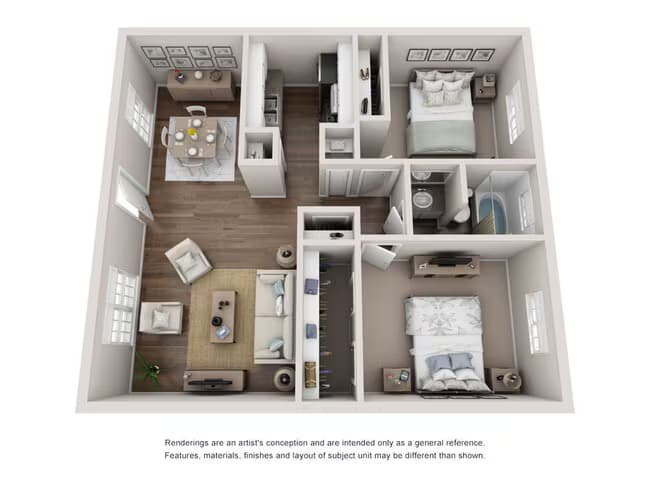 2 Beds • 2 Bath G077 floor plan