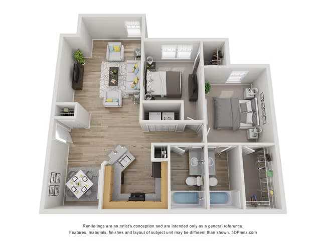 2 Beds • 2 Bath 1733 floor plan