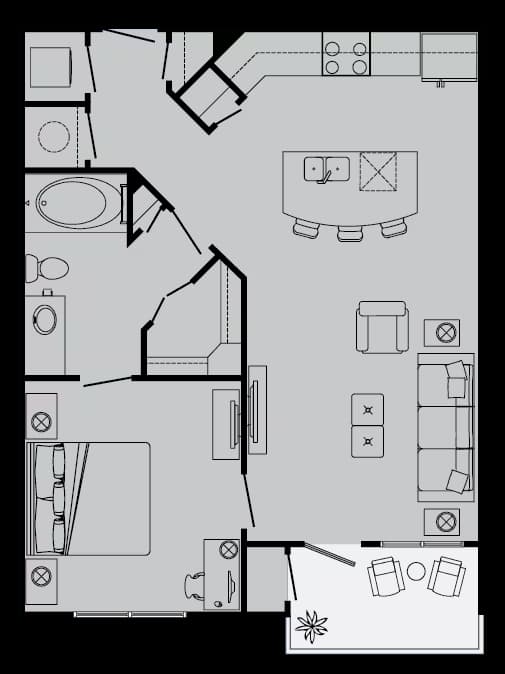 1 Bed • 1 Bath 2137 floor plan