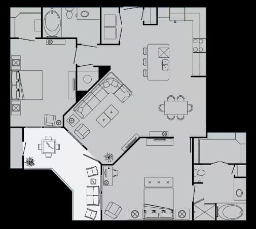 2 Beds • 2 Bath 1225 floor plan
