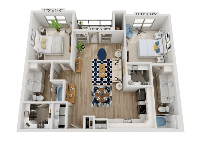 2 Beds • 2 Bath 1292 floor plan
