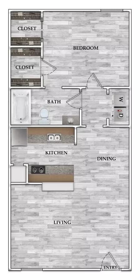 1x1 519 SF 0510 floor plan