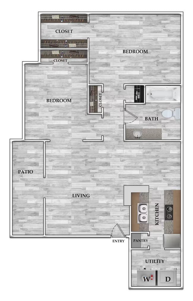 2x2 846 SF 0902 floor plan