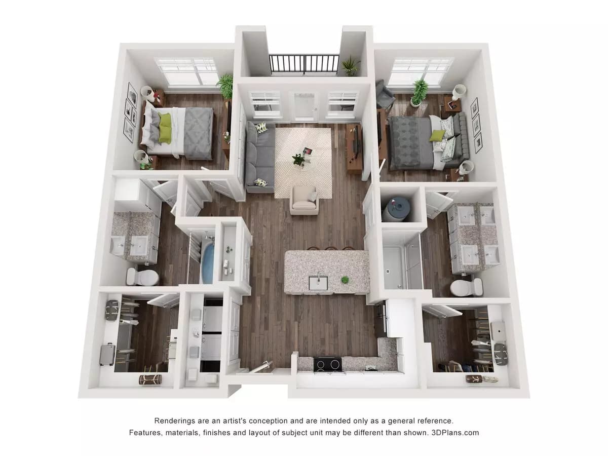 2 Beds • 2 Bath 5104 floor plan