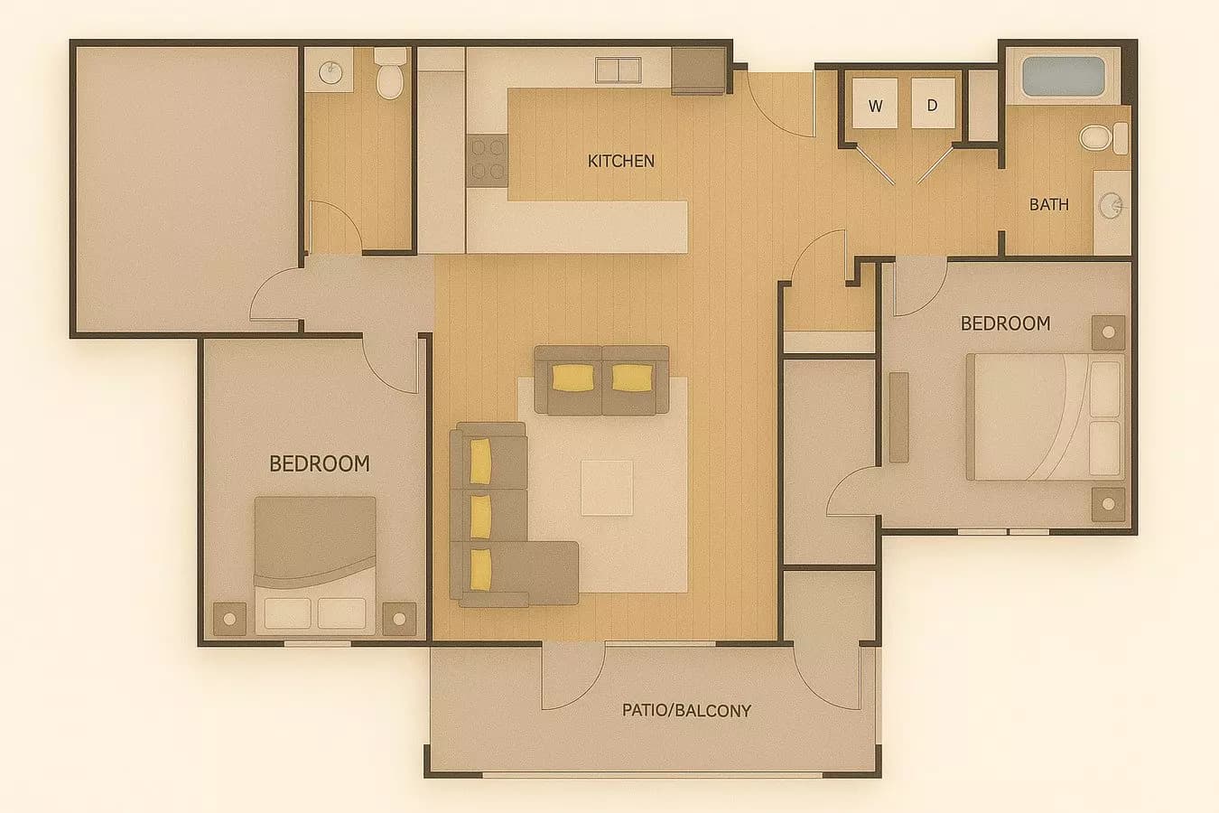 2 Beds • 2 Bath 436 floor plan