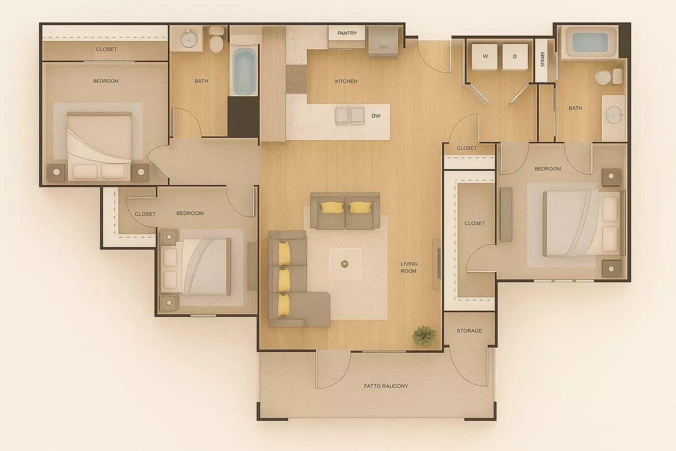 3 Beds • 2 Bath 212 floor plan