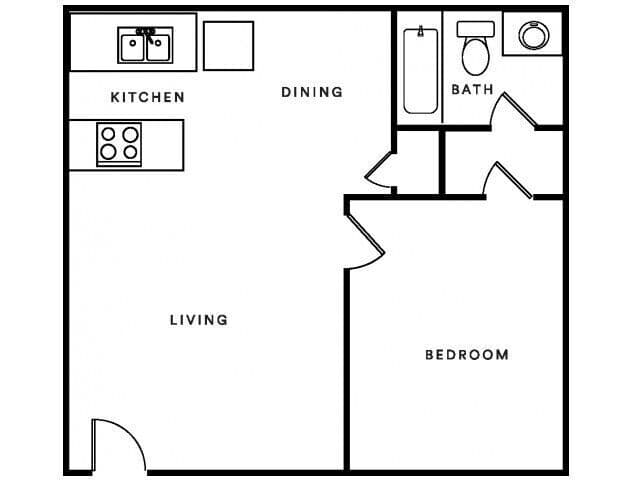 1 Bed • 1 Bath 215 floor plan