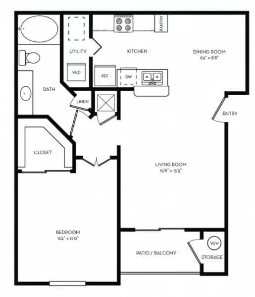 1 Bed • 1 Bath 327 floor plan