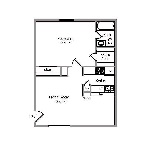 1 Bed • 1 Bath 237 floor plan