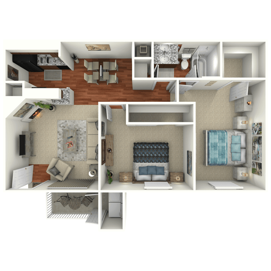 2 Beds • 1 Bath 702 floor plan