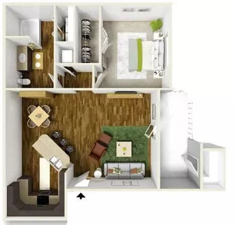 1 Bed • 1 Bath 0434 floor plan