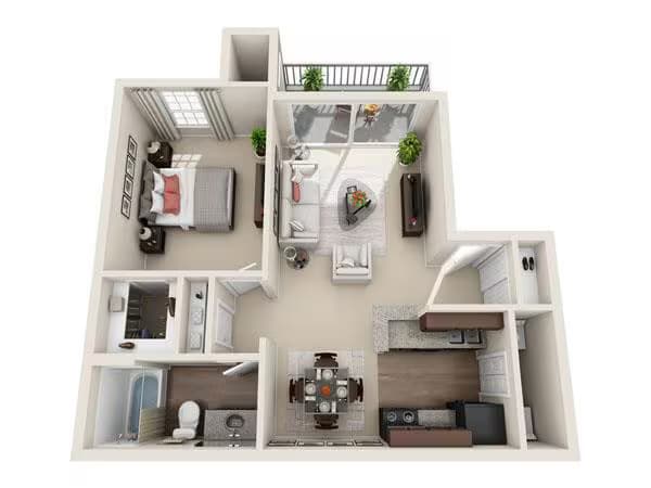 1 Bed • 1 Bath 0306 floor plan
