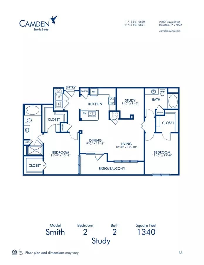 2 Beds • 2 Bath 3008 floor plan