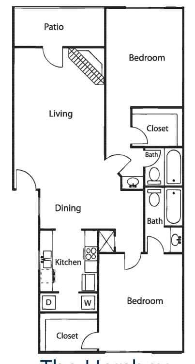 2 Beds • 2 Bath 160 floor plan