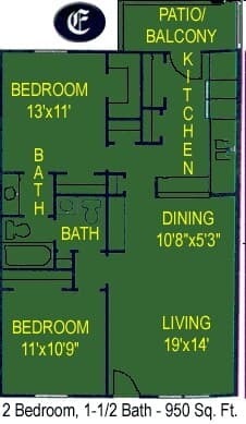 B2 2x2 0411 floor plan