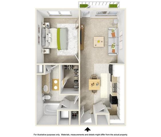 1 Bed • 1 Bath 456 floor plan